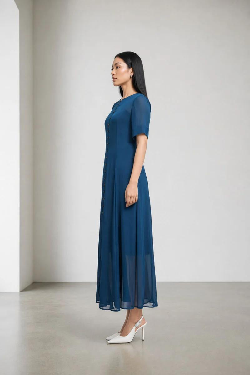 Casmira|100% Viscose Sheer Maxi Dress