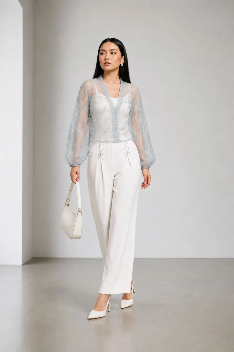 Verada|Embroidered Sheer Shirt