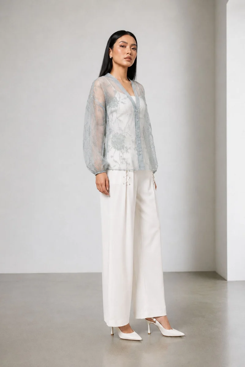 Verada|Embroidered Sheer Shirt