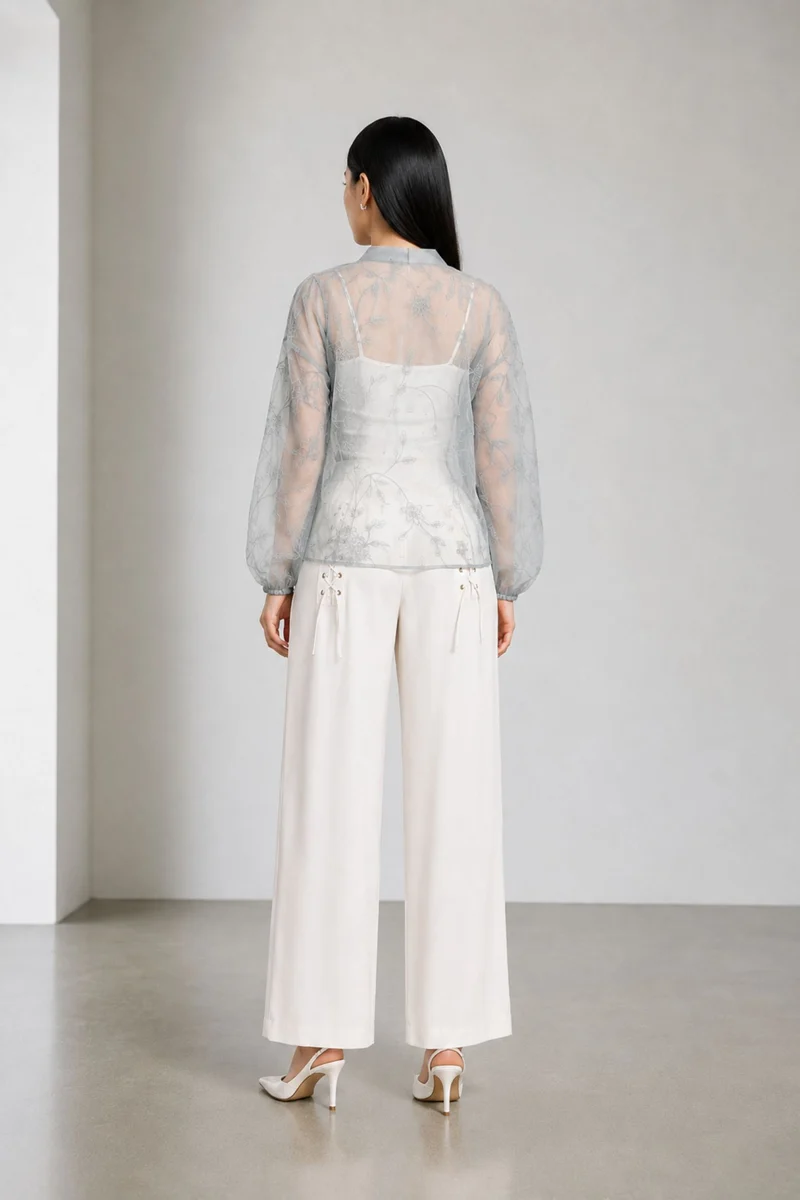 Verada|Embroidered Sheer Shirt