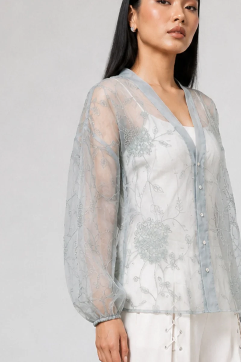 Verada|Embroidered Sheer Shirt
