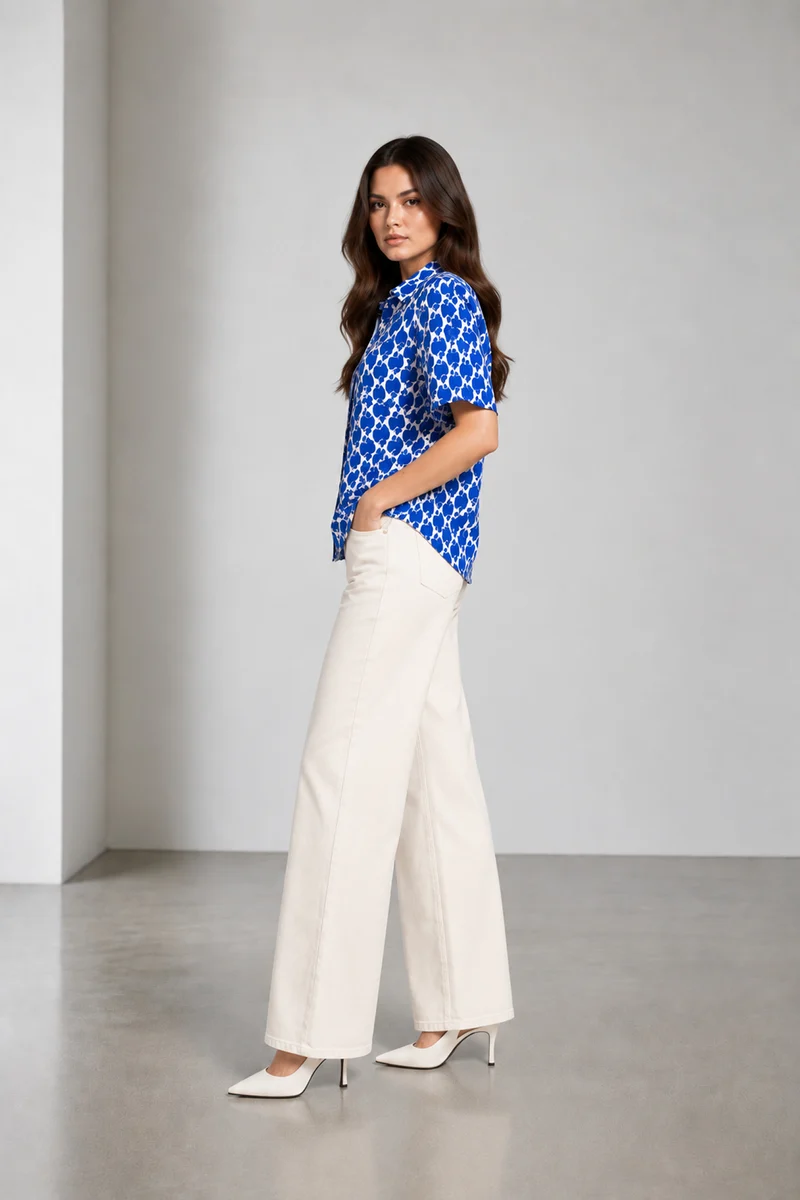 Coralia|Viscose Shell Print Half Sleeve Shirt