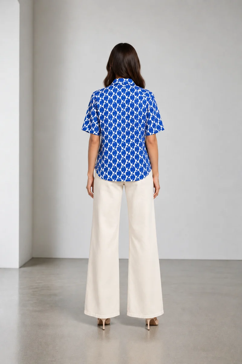 Coralia|Viscose Shell Print Half Sleeve Shirt