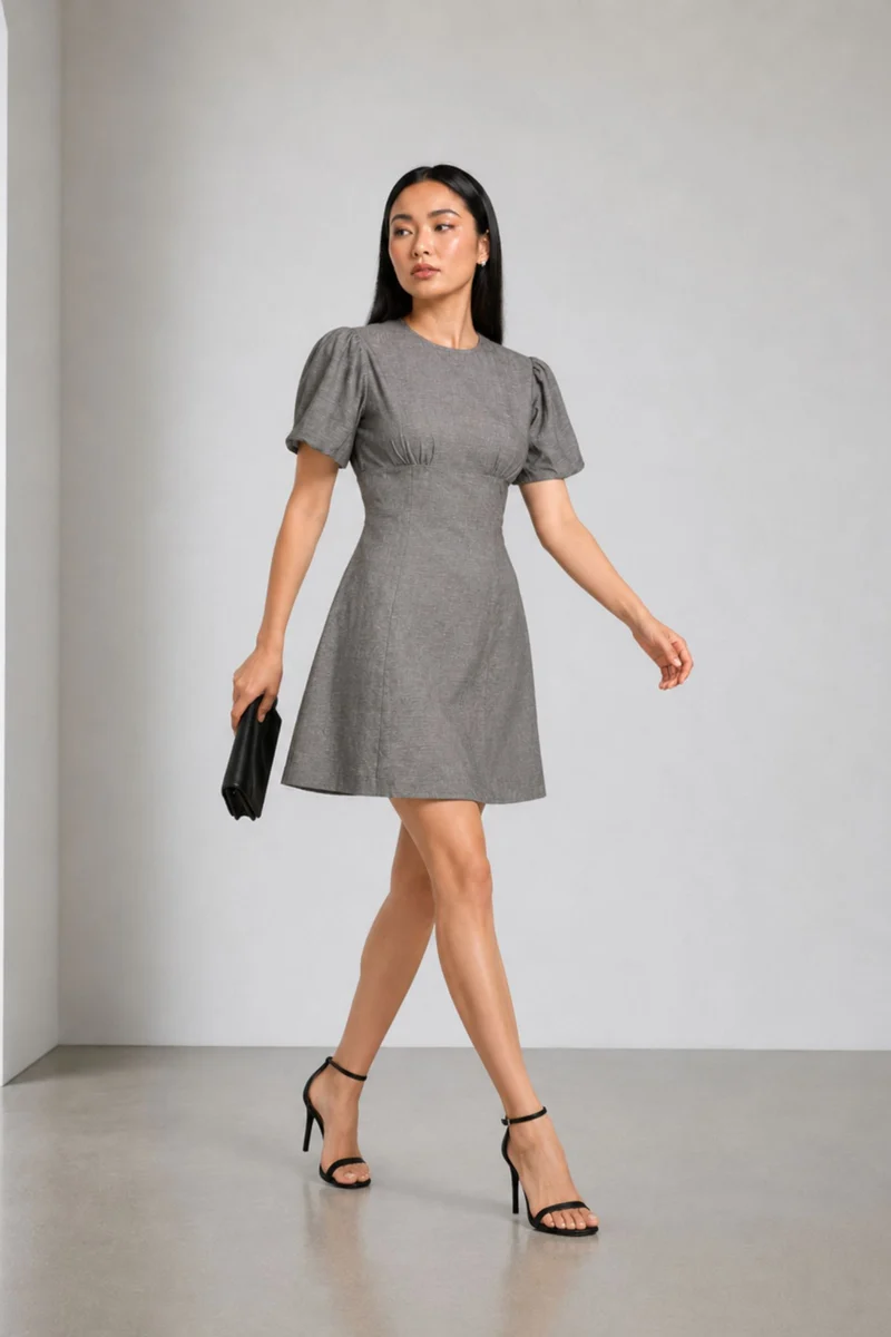Greyla|Cotton Broad Waist Yoke Mini Dress