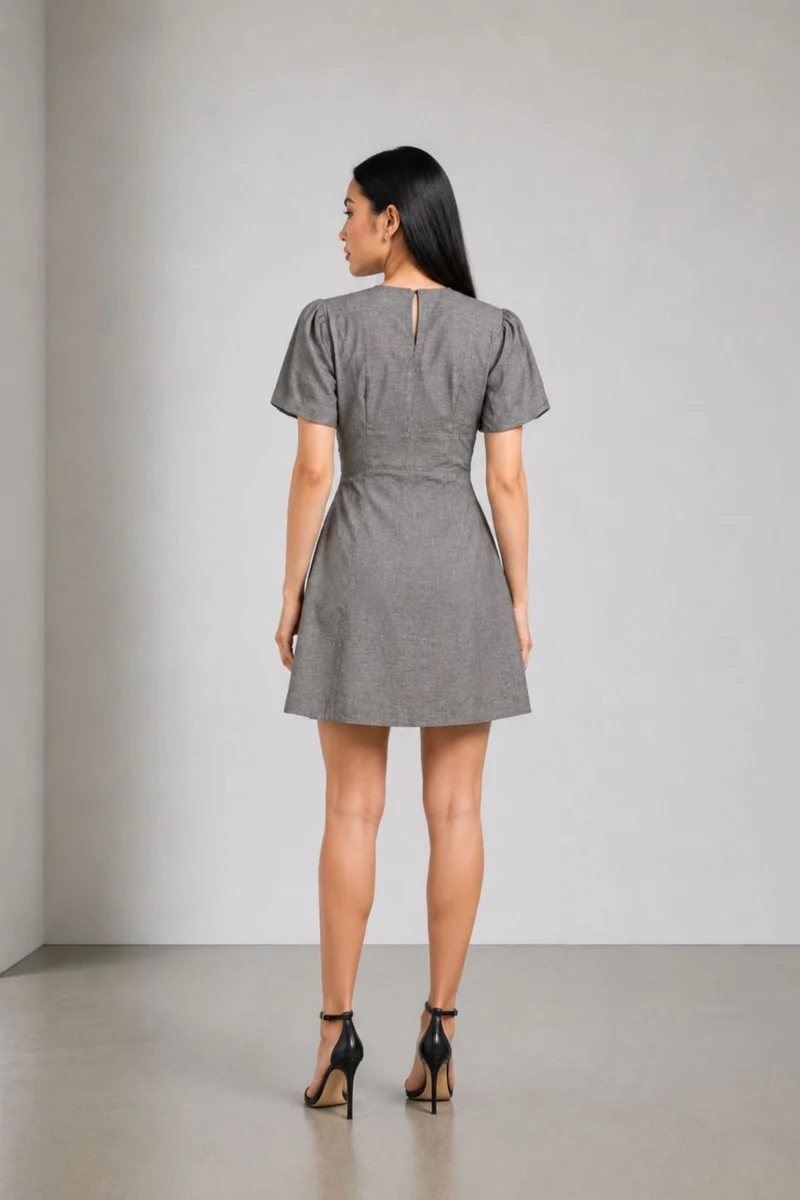 Greyla|Cotton Broad Waist Yoke Mini Dress