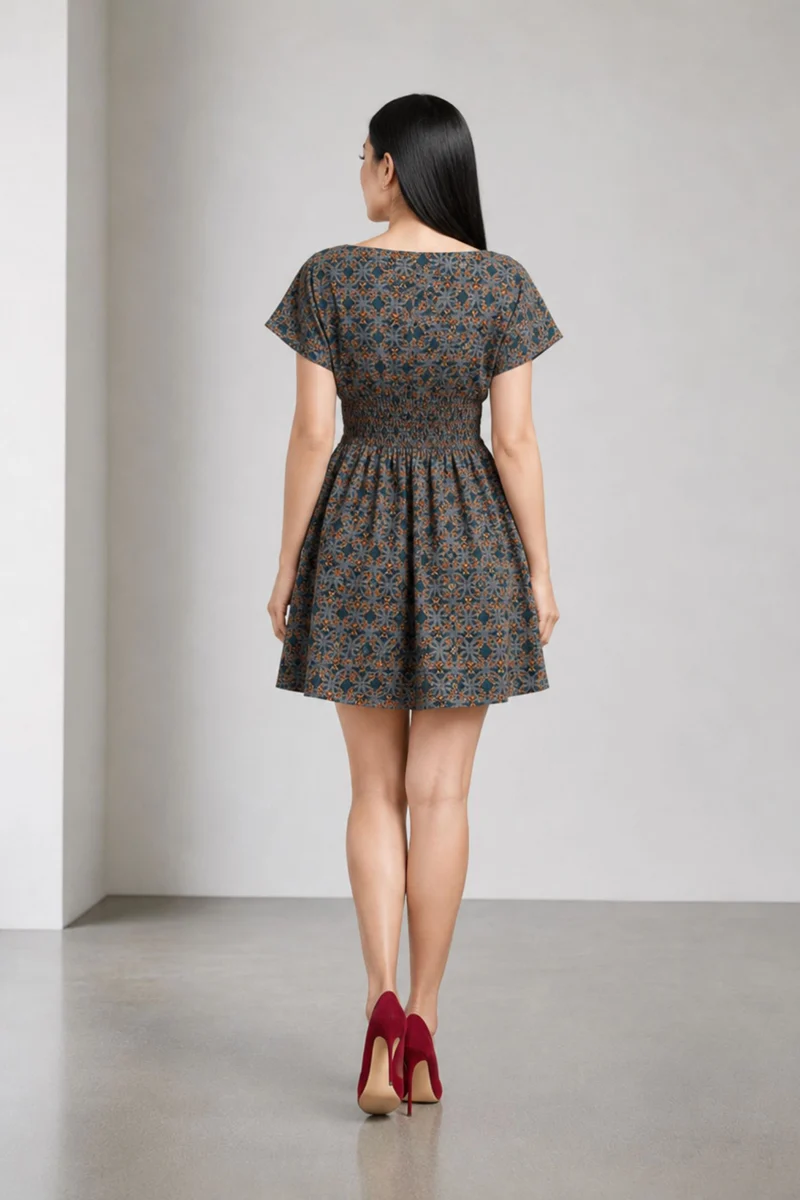 Celavie|Cotton Smocked Waist Mini Dress