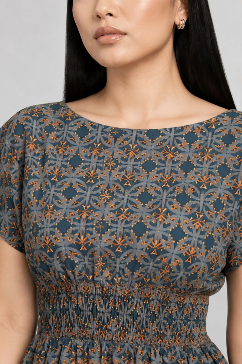 Celavie|Cotton Smocked Waist Mini Dress