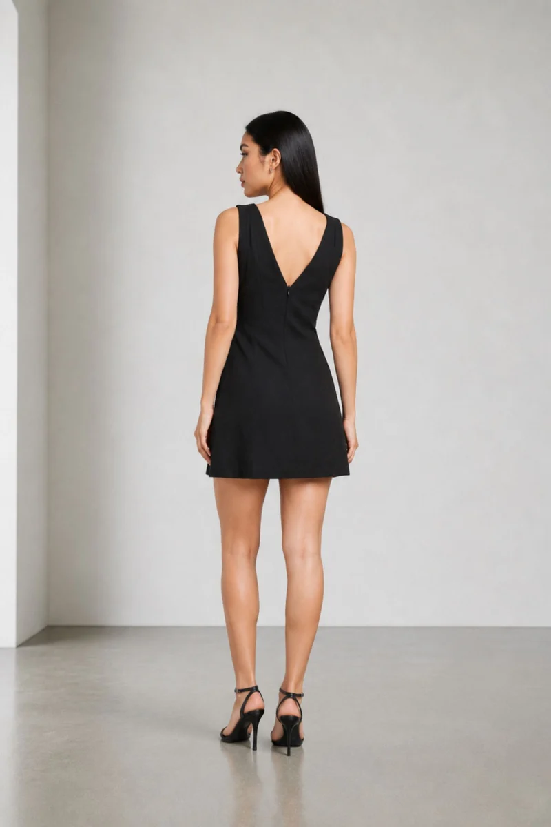 Veloriya|Cotton Panelled Vneck Mini Dress