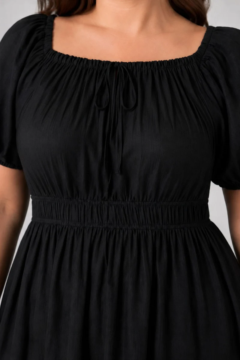Ruvelle|Cotton Midi Dress With Ruffle Detail