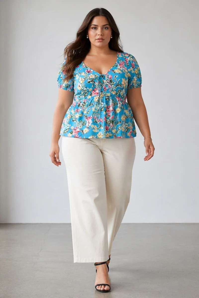 Tamina|Viscose Peplum Top With Tieup