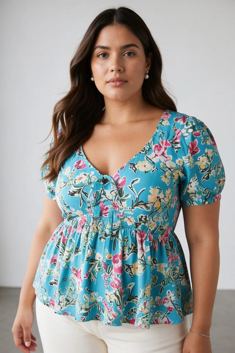 Tamina|Viscose Peplum Top With Tieup