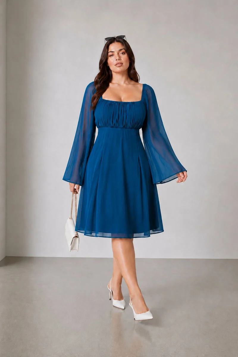 Tealora|Viscose Fit Flare Dress