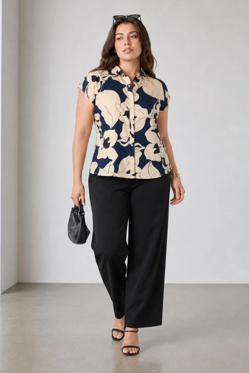 Floreva|Cotton Short Sleeve Shirt