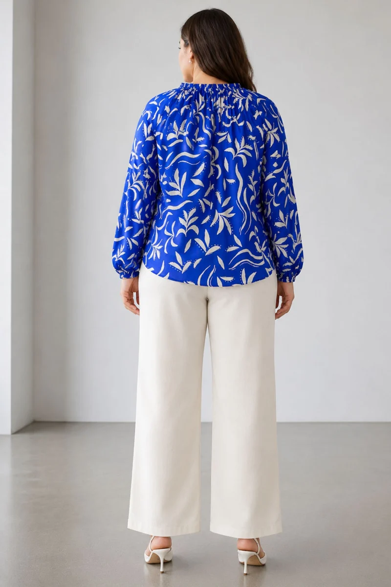 Soleia|Cotton Ruffle Split Vneck Top
