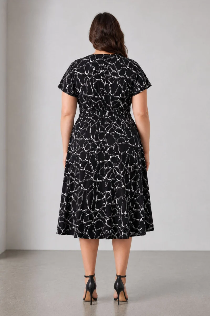 Noivra|Viscose Fit And Flare Midi Dress