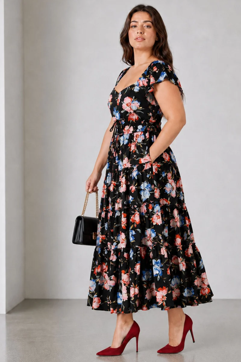 Tauko|Viscose Maxi Tiered Dress