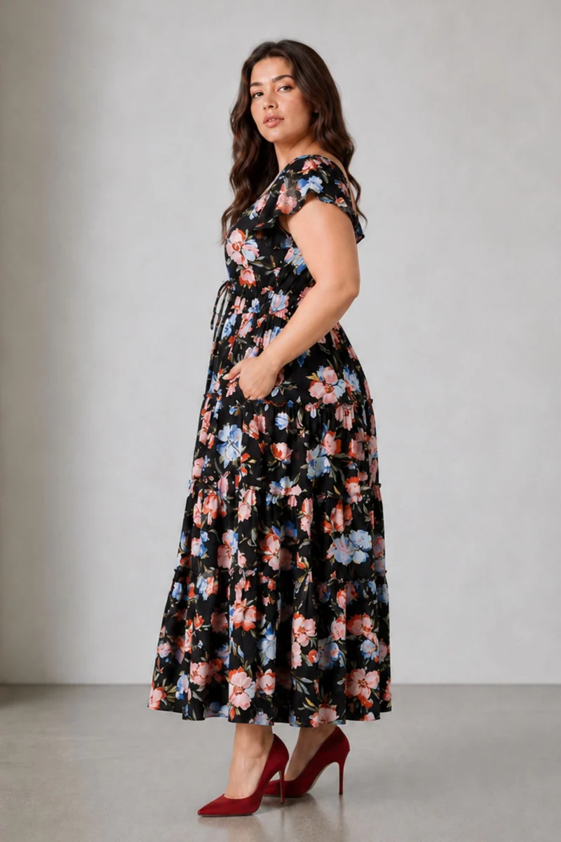 Tauko|Viscose Maxi Tiered Dress
