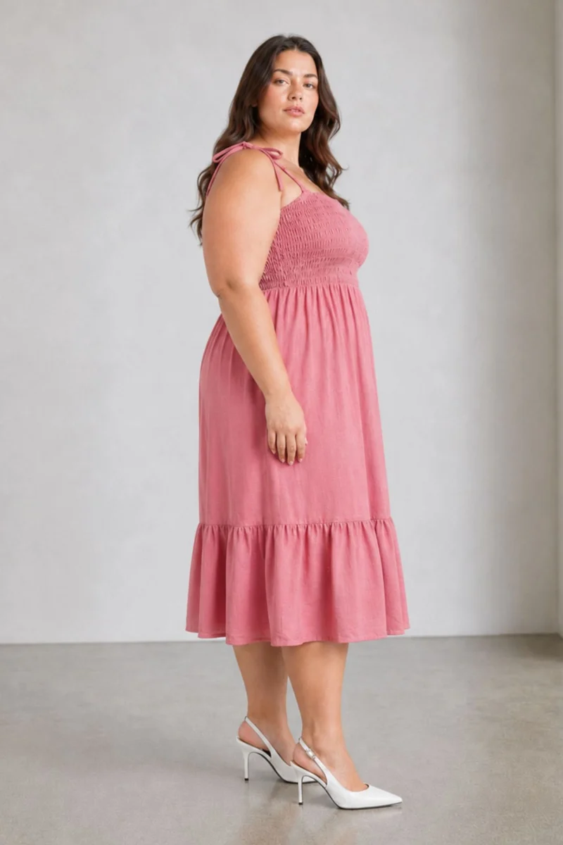 Rosael|Viscose Smocked Fit And Flare Dress
