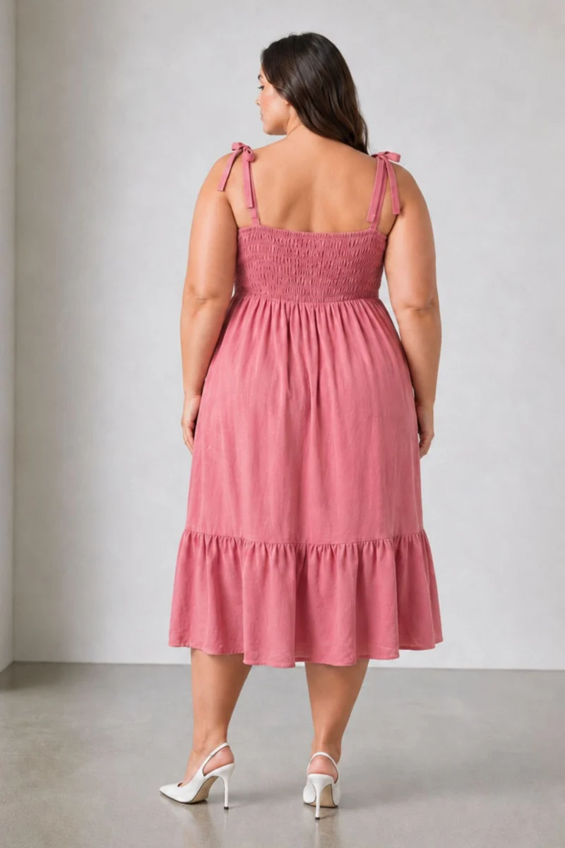 Rosael|Viscose Smocked Fit And Flare Dress