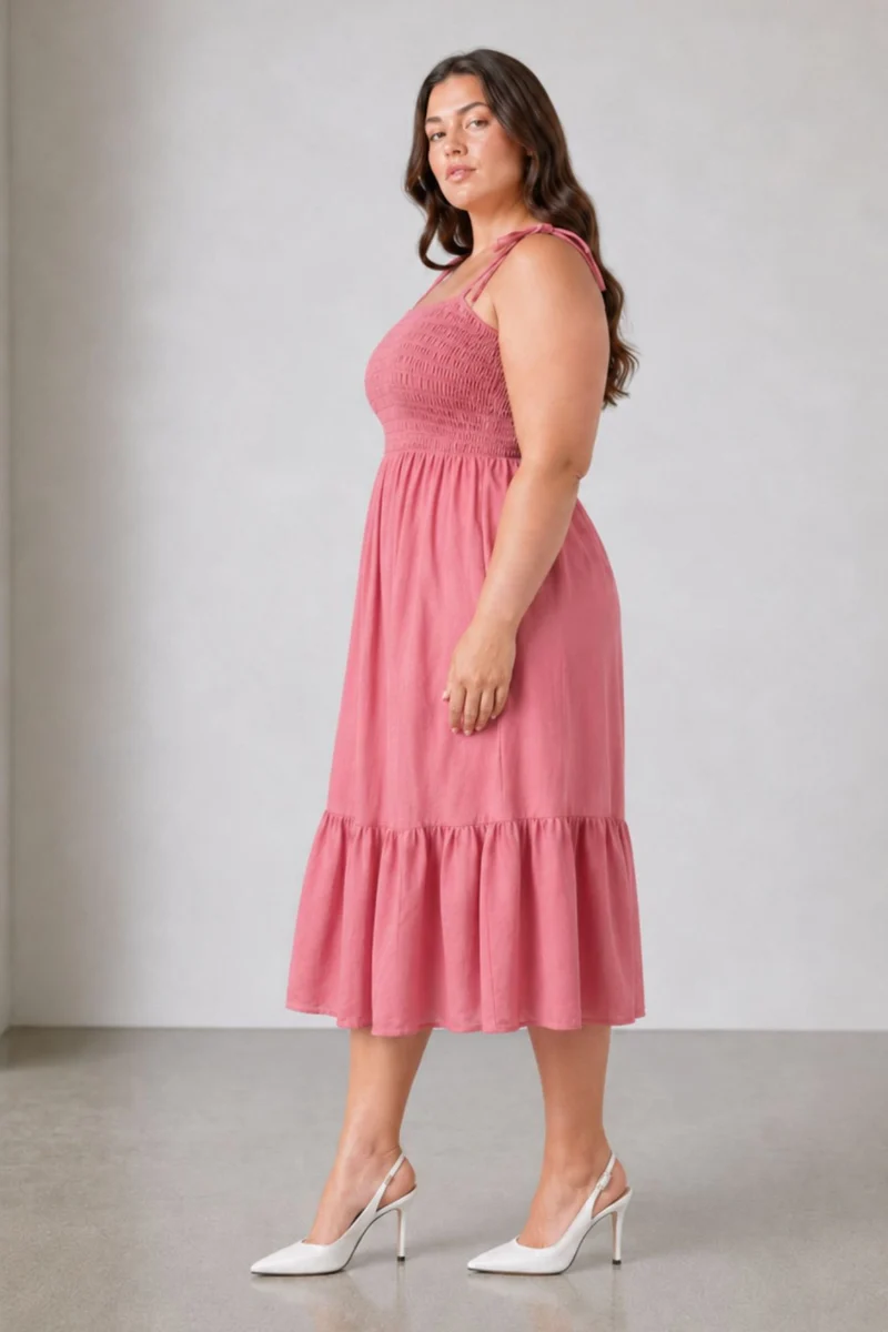 Rosael|Viscose Smocked Fit And Flare Dress