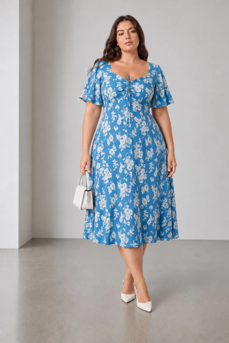 Terima|Viscose Fit And Flare Midi Dress