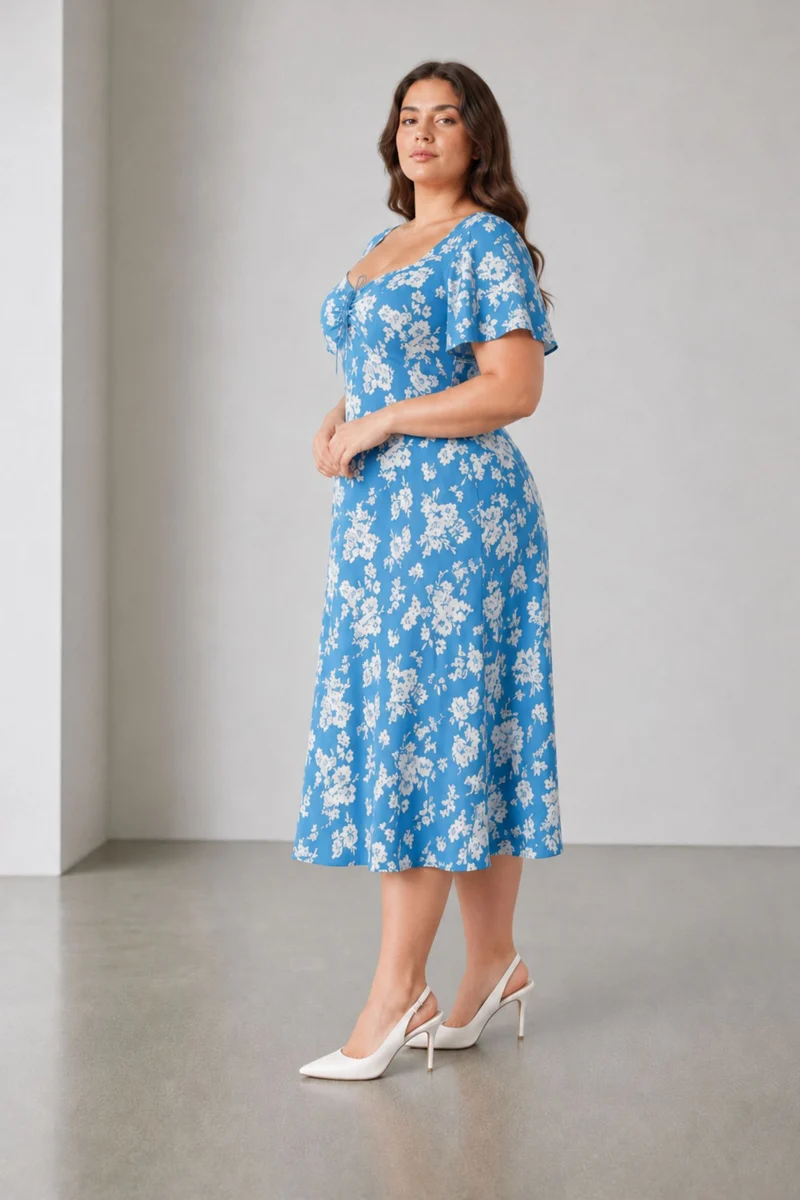 Terima|Viscose Fit And Flare Midi Dress