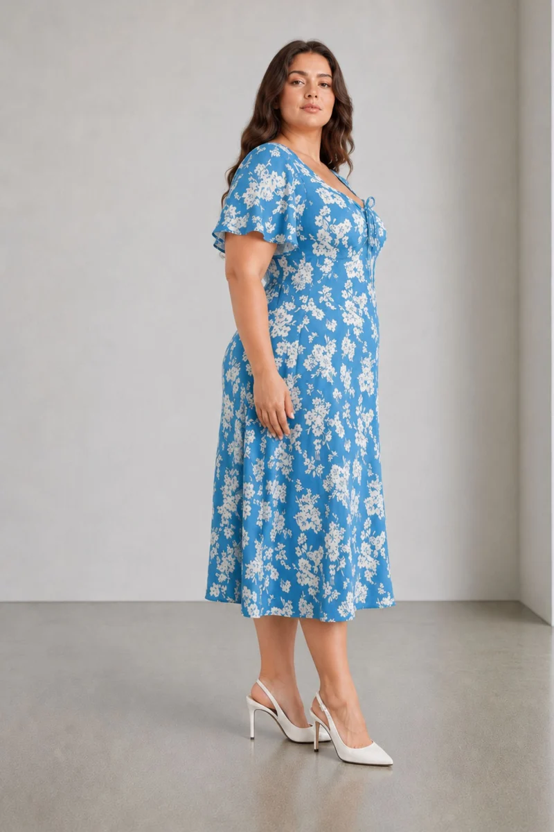 Terima|Viscose Fit And Flare Midi Dress