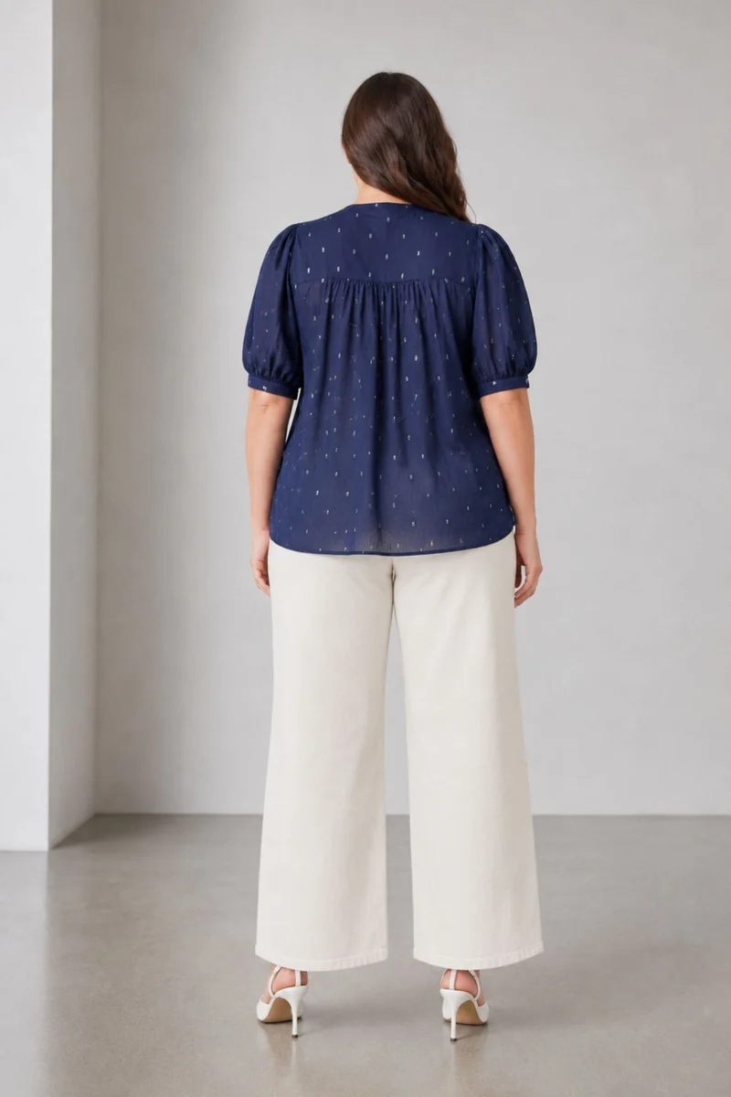 Navelle|Cotton Diagonal Pintuck Detail Top