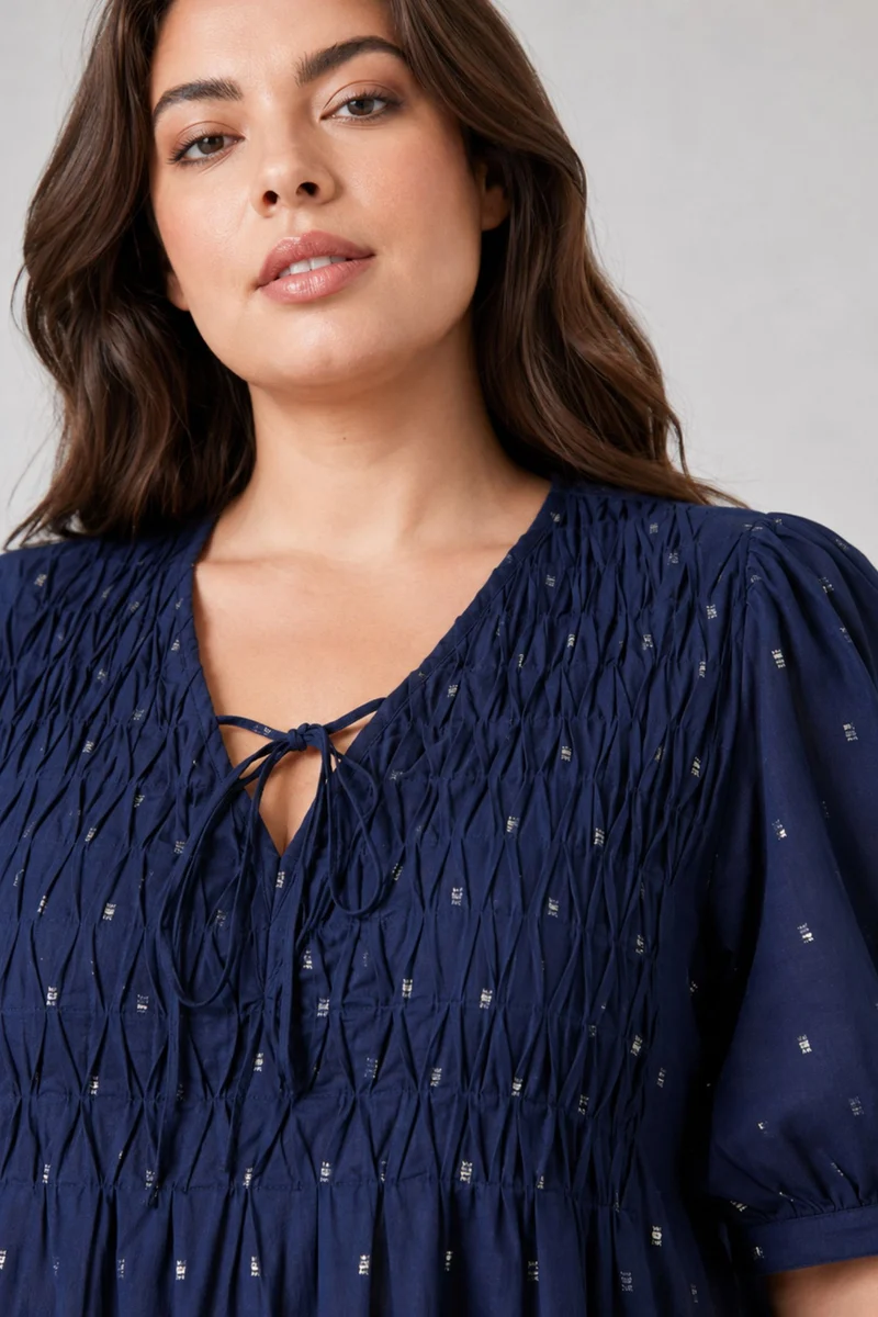 Navelle|Cotton Diagonal Pintuck Detail Top