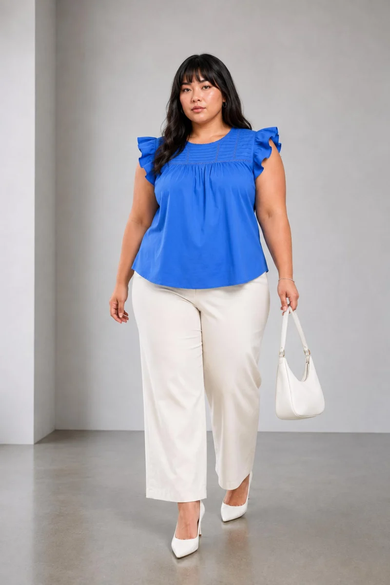 Cerela|Linen Pintuck Yoke Top