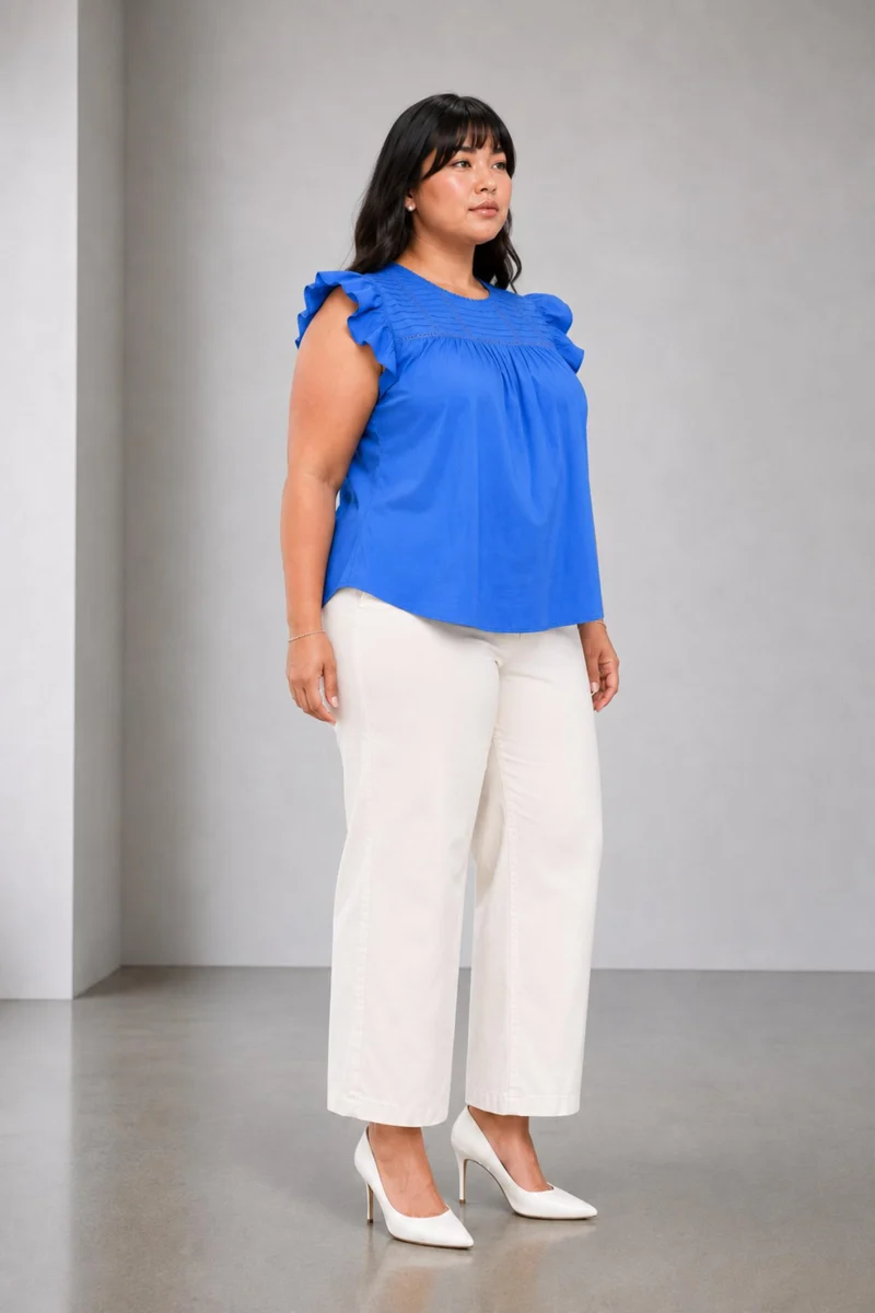 Cerela|Linen Pintuck Yoke Top