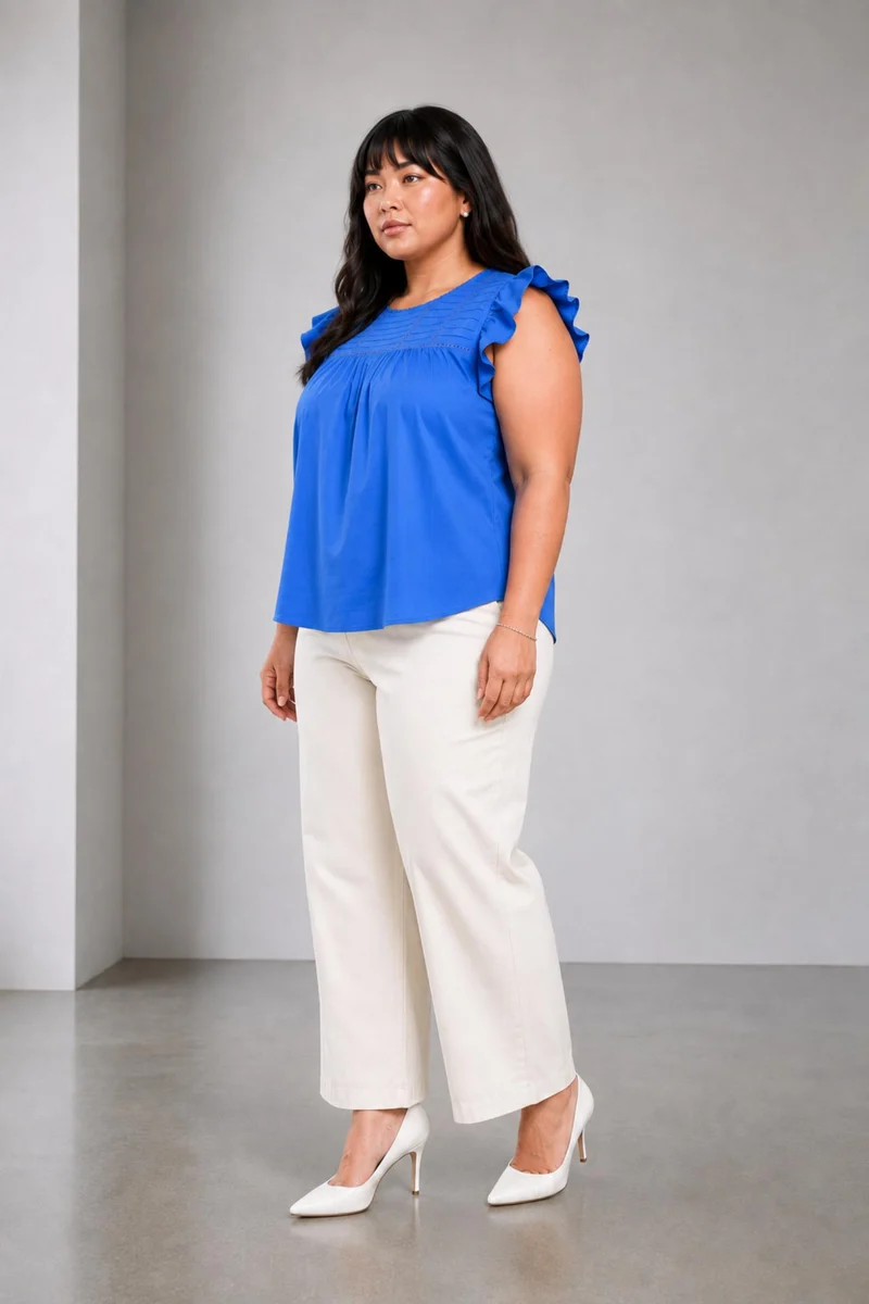 Cerela|Linen Pintuck Yoke Top