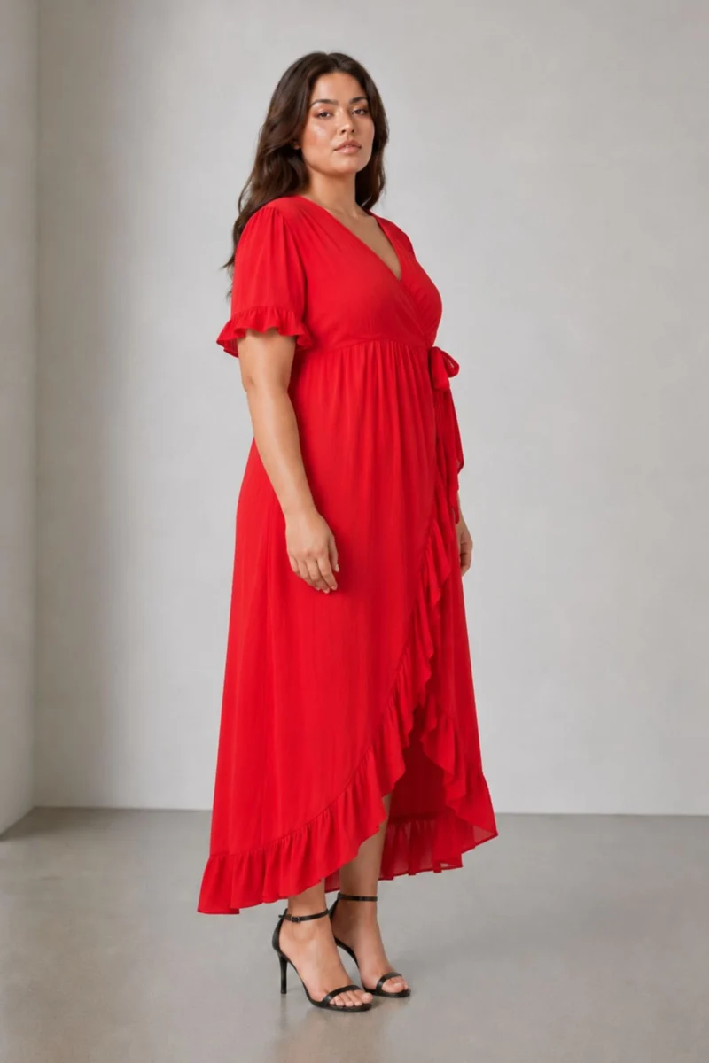 Rosaue|Viscose Wrapstyle Flared Dress