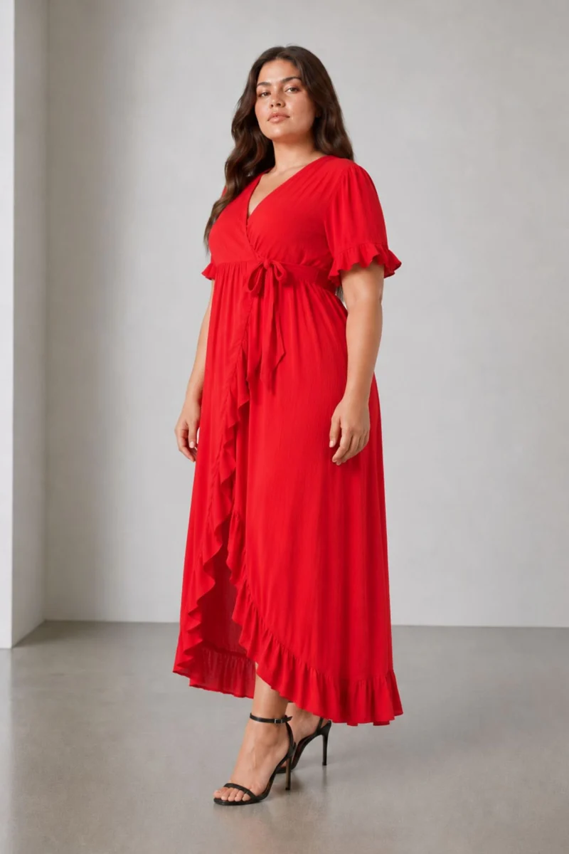 Rosaue|Viscose Wrapstyle Flared Dress