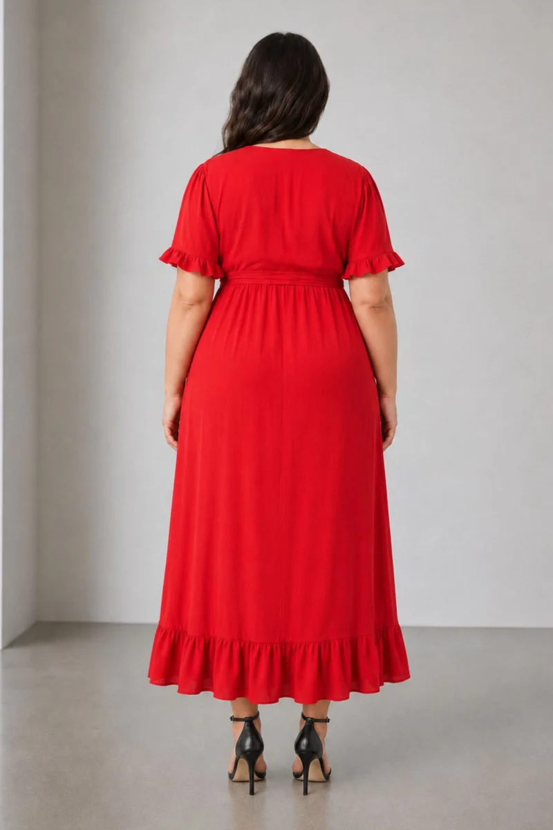 Rosaue|Viscose Wrapstyle Flared Dress