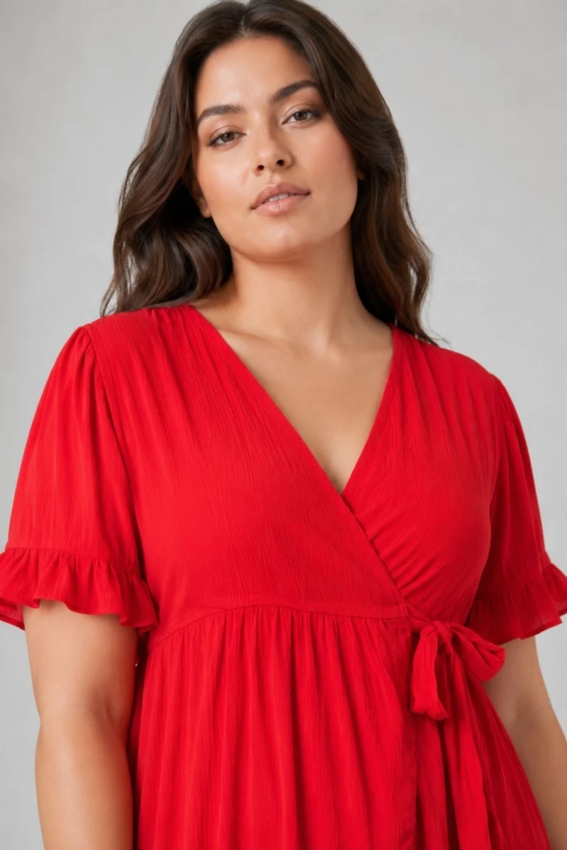 Rosaue|Viscose Wrapstyle Flared Dress