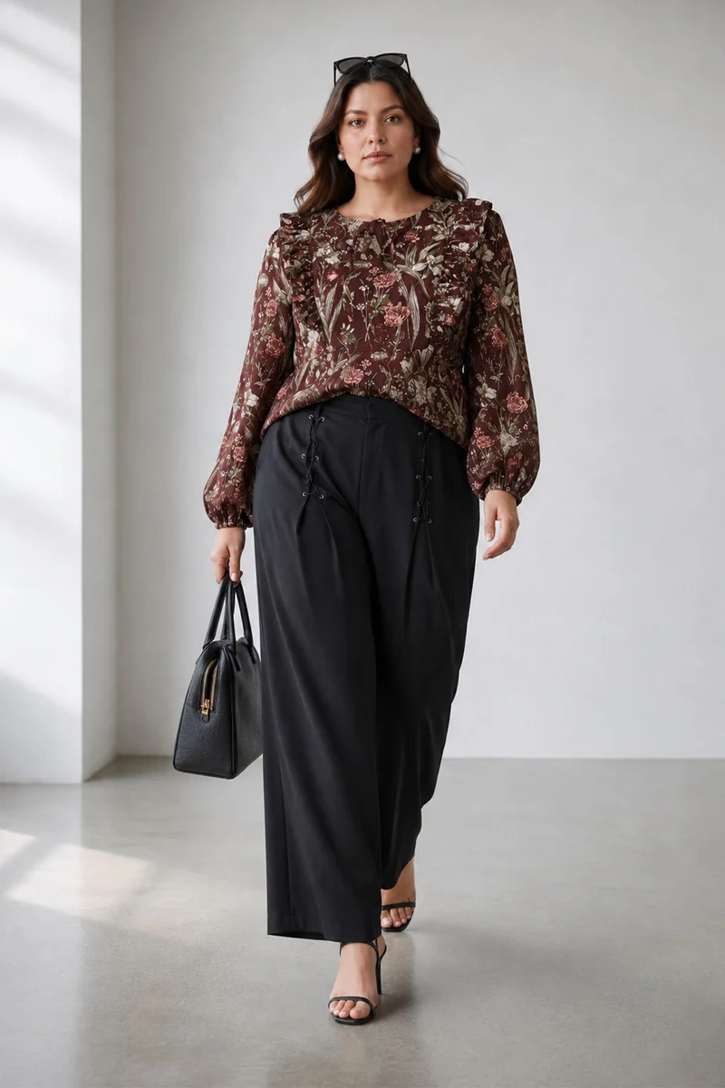 Cerelia|100% Cotton Ruffled Peplum Top