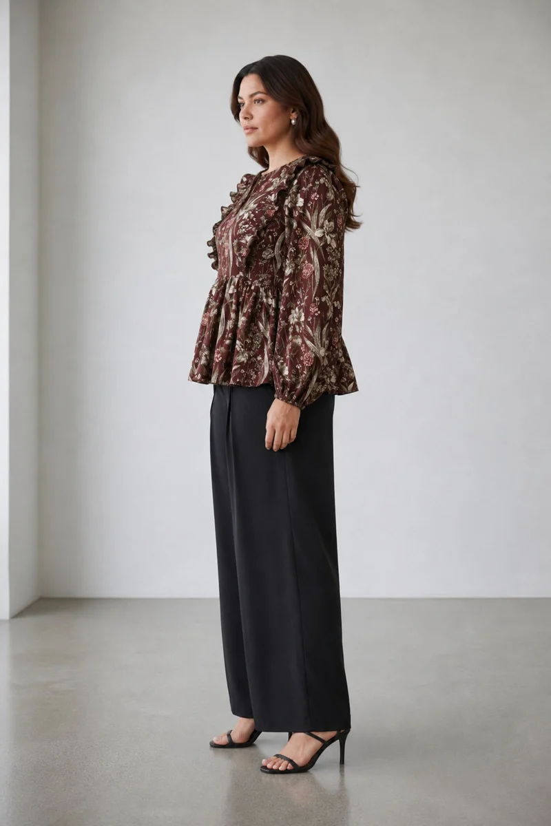 Cerelia|100% Cotton Ruffled Peplum Top