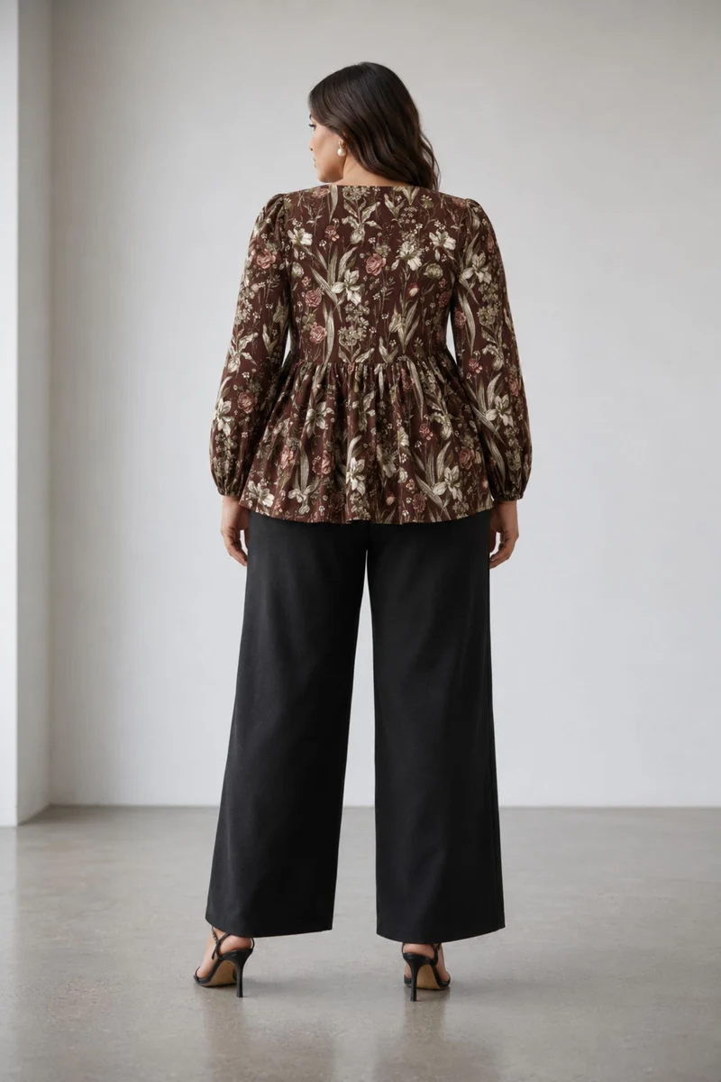 Cerelia|100% Cotton Ruffled Peplum Top