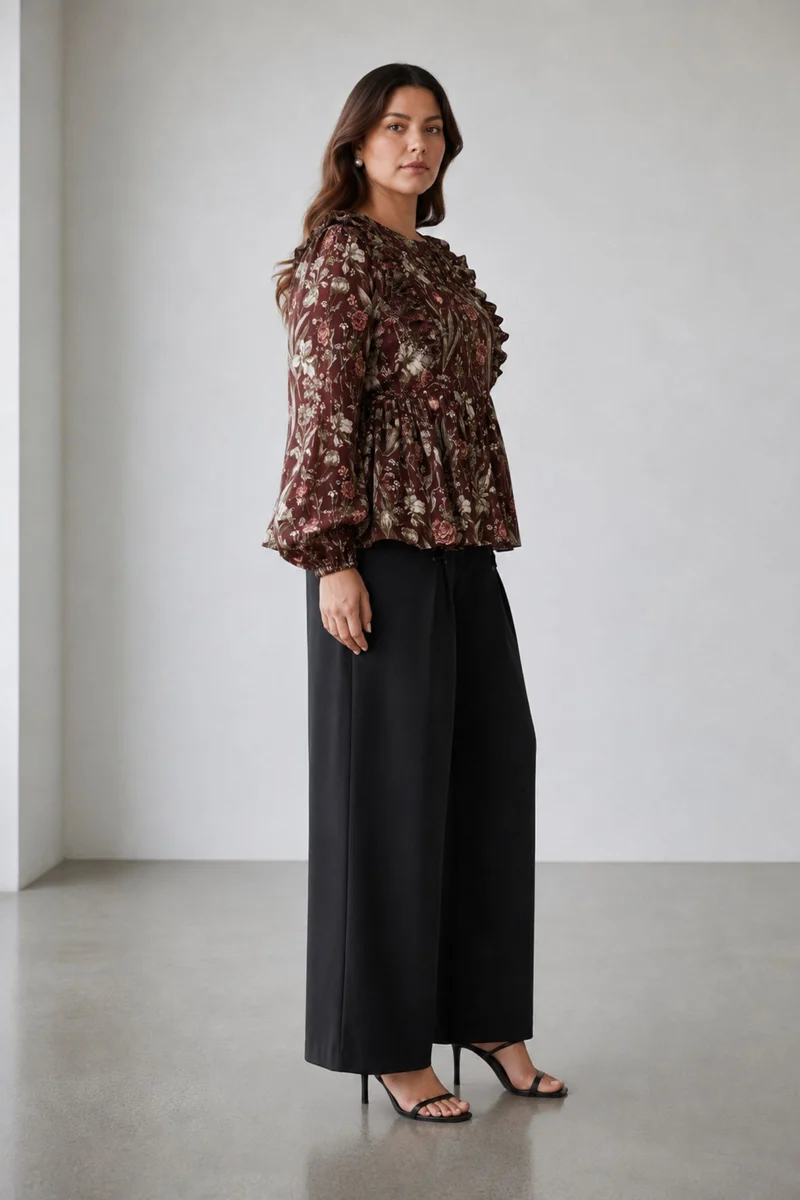 Cerelia|100% Cotton Ruffled Peplum Top