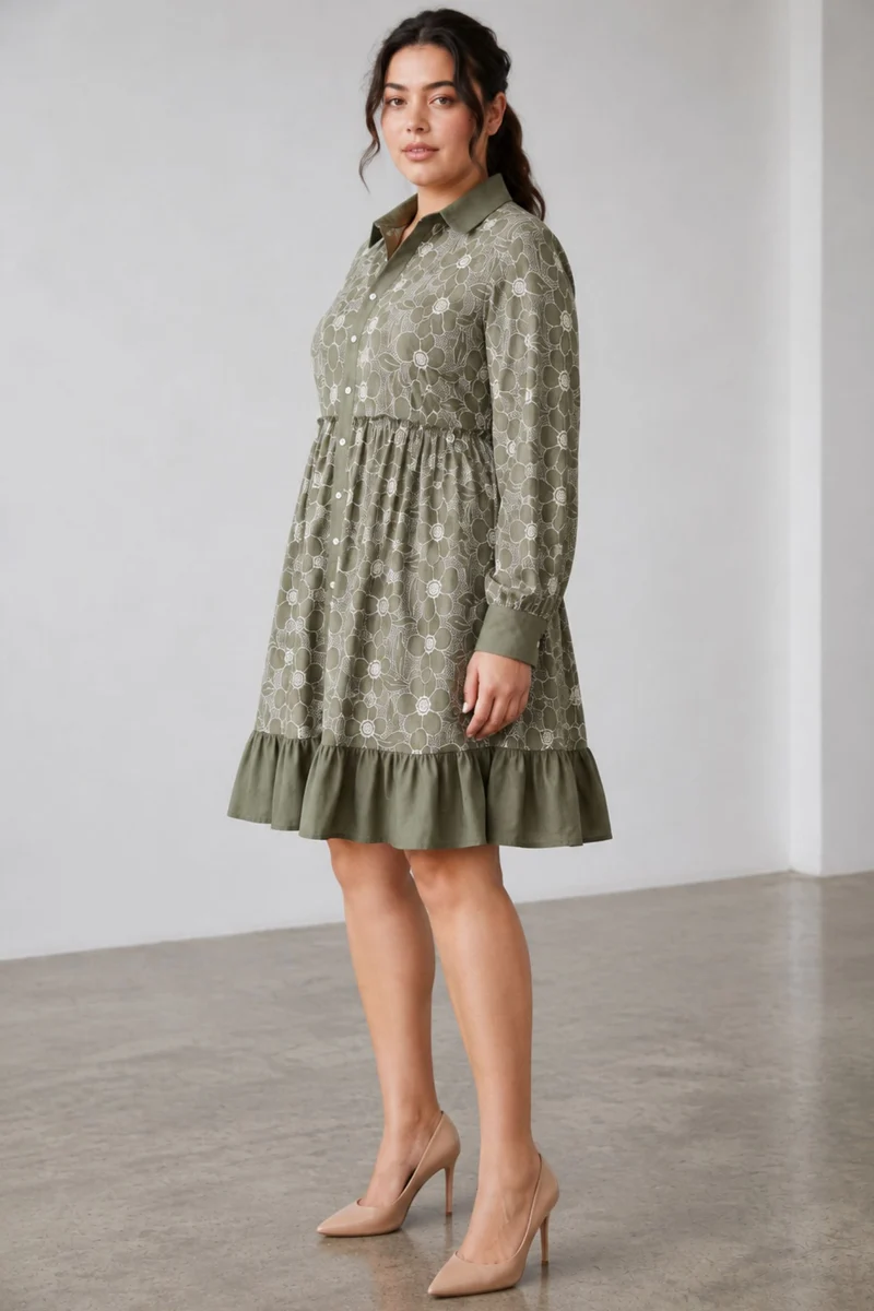 Veloria|Cotton Schiffli Shirt Dress