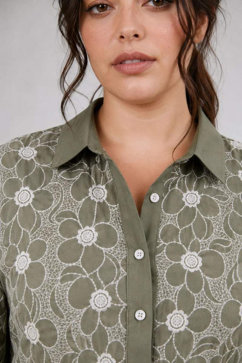 Veloria|Cotton Schiffli Shirt Dress