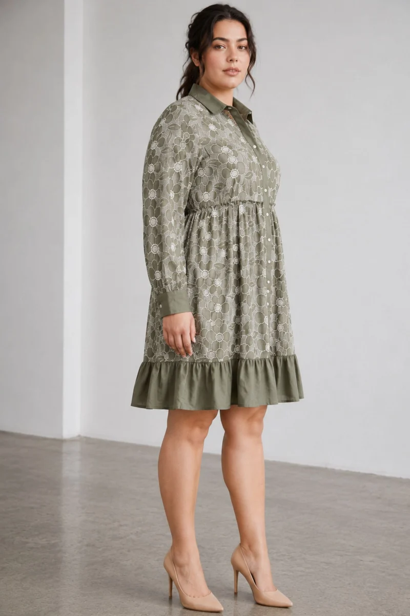 Veloria|Cotton Schiffli Shirt Dress