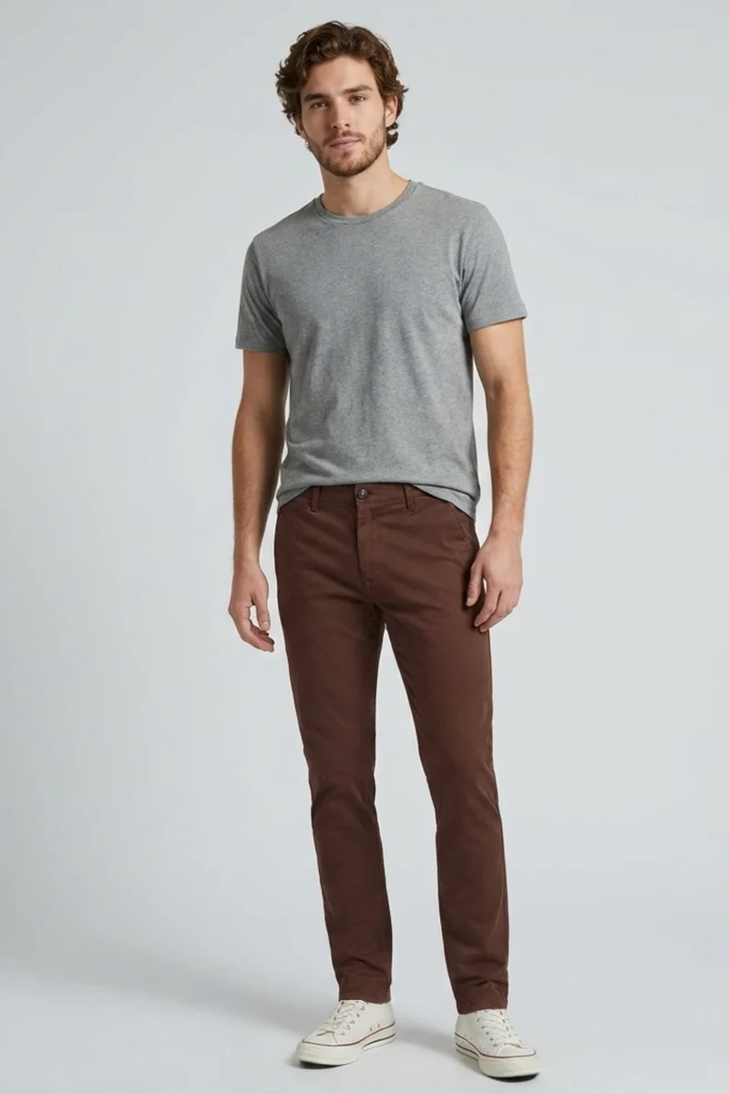 Cotton Stretch Man Pant Brown