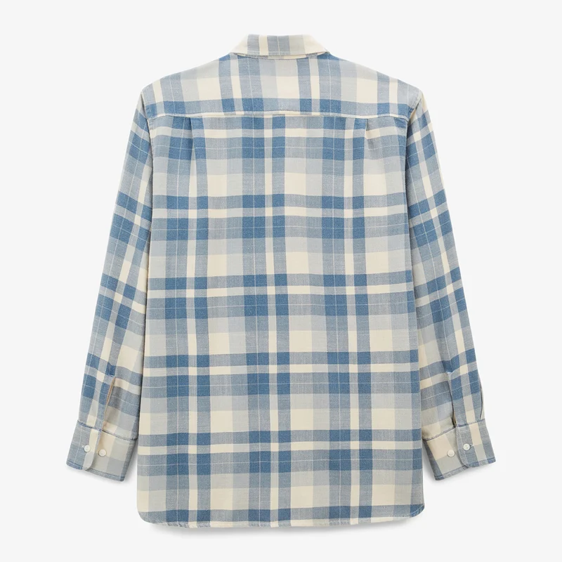 Chemise manches longues Amsterdam en coton à carreaux bleue