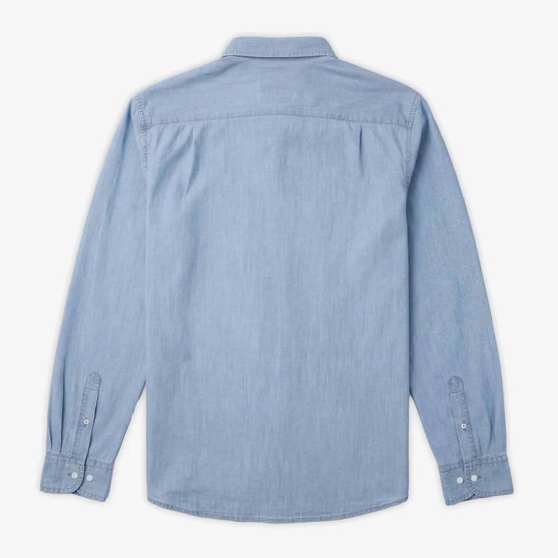 Chemise manches longues brodée en coton chambray