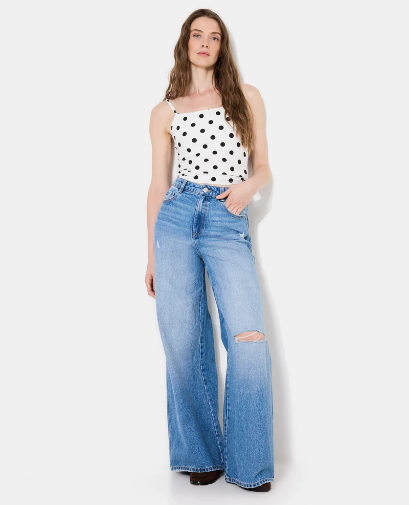 Jean destroy extra wide taille haute