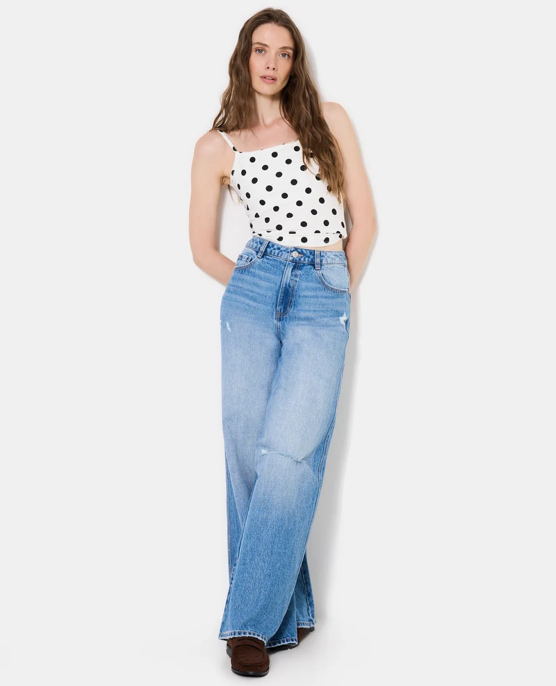 Jean destroy extra wide taille haute