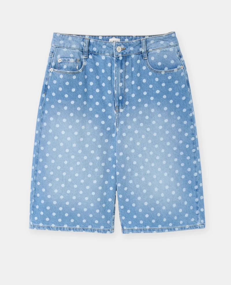 Bermuda en jean motif pois