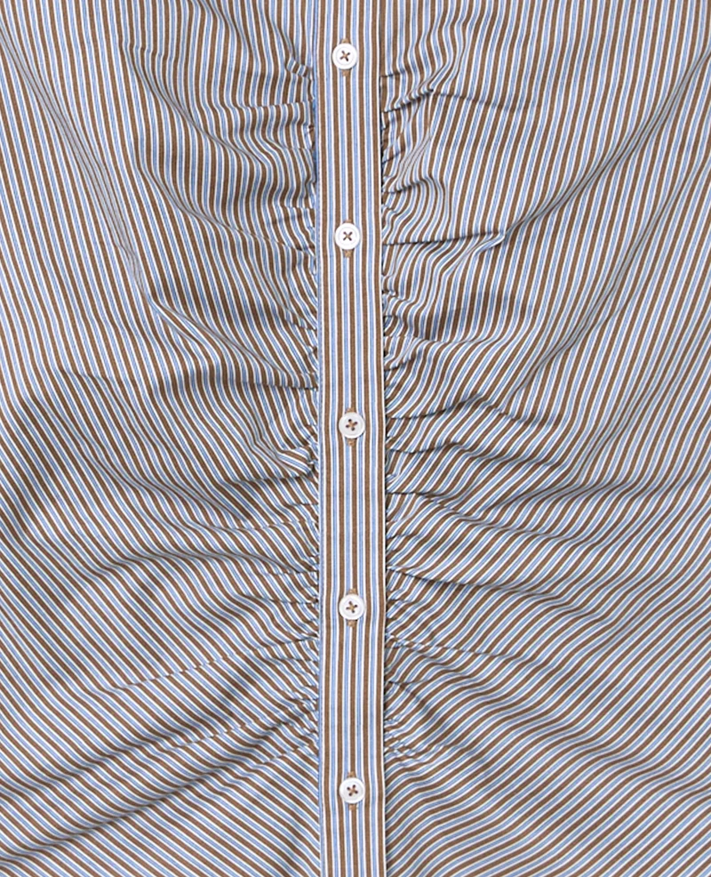 Chemise fittée rayée avec fronces